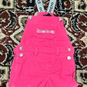 Bebe Vibrant Pink Kids Overalls